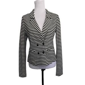 Payton Black White Striped Double Breasted Blazer Small‎